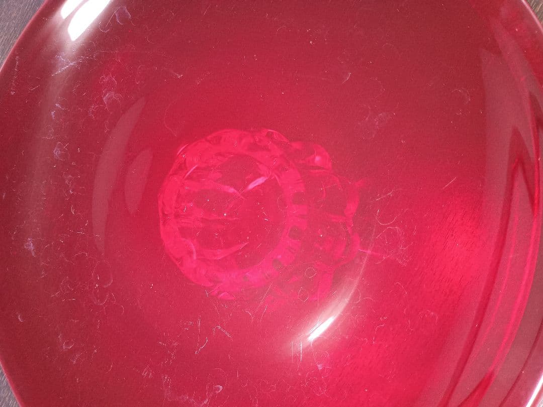 希少　アンティーク　ビンテージ　赤　レッドカラーガラス大皿　昭和レトロ