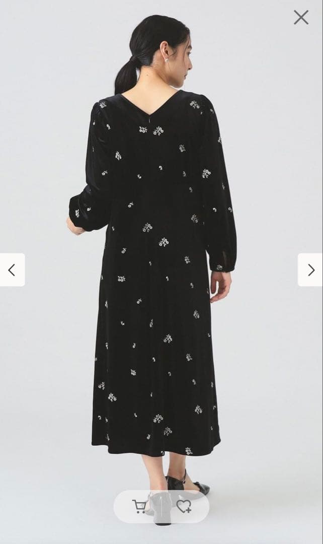 Ray BEAMS ベロア刺繍ワンピース