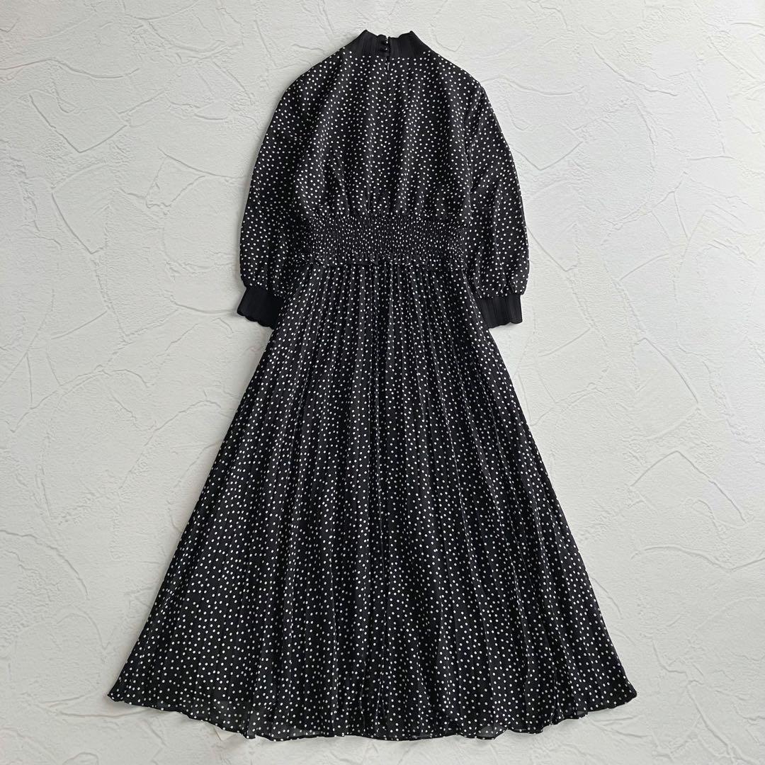 ✨新品✨アナトリエ ドット シフォンプリーツ ロングワンピース 2次会 ブラック