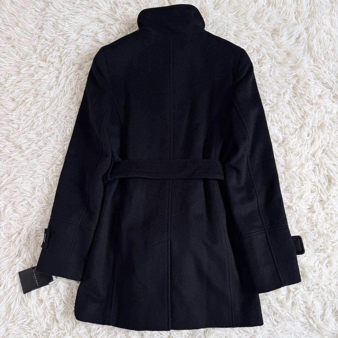 新品タグ付　バーバリーロンドン　アンゴラ混　ロングコート　ノバチェック　黒　M