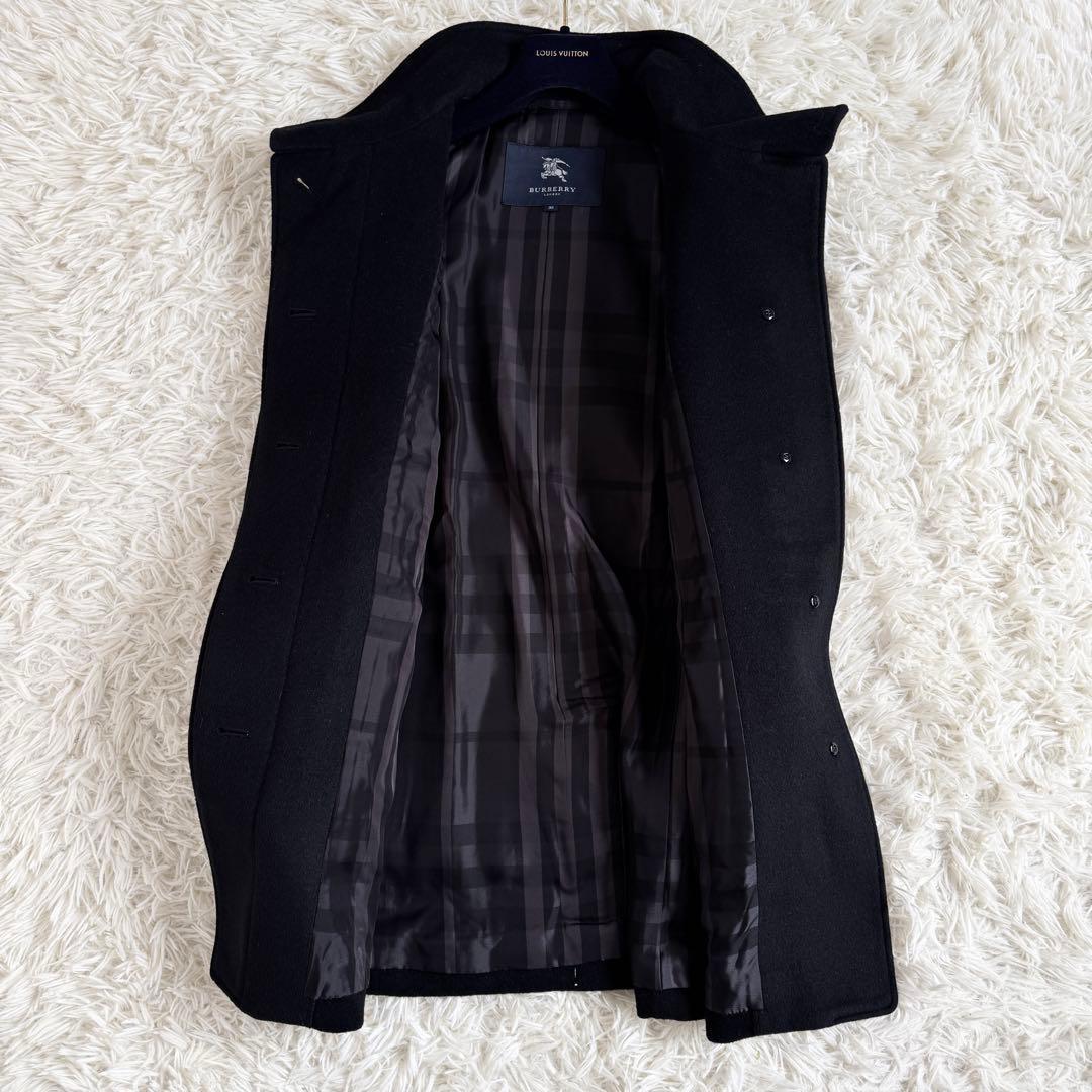 新品タグ付　バーバリーロンドン　アンゴラ混　ロングコート　ノバチェック　黒　M