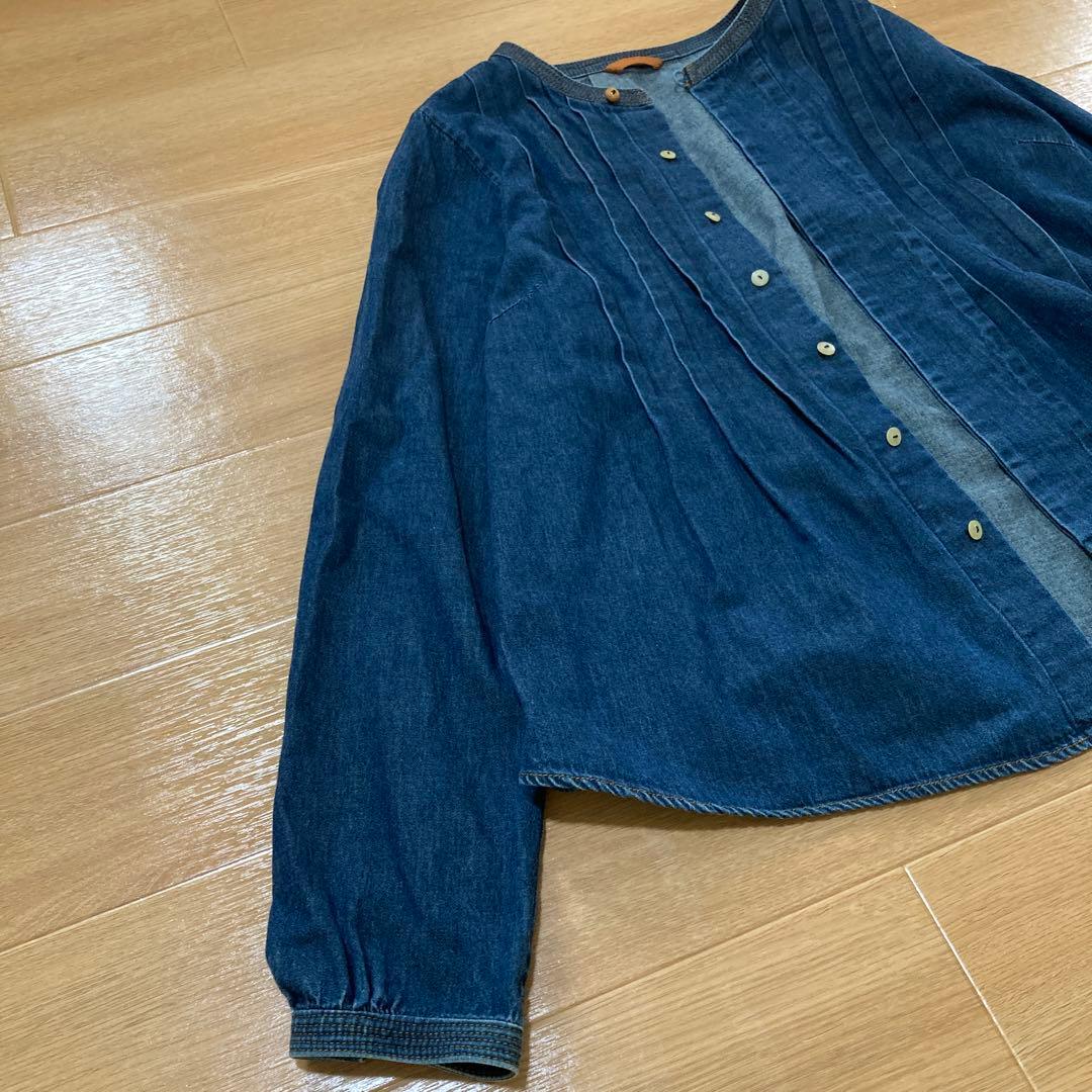 パラスパレス インディゴデニム ノーカラーショートジャケット