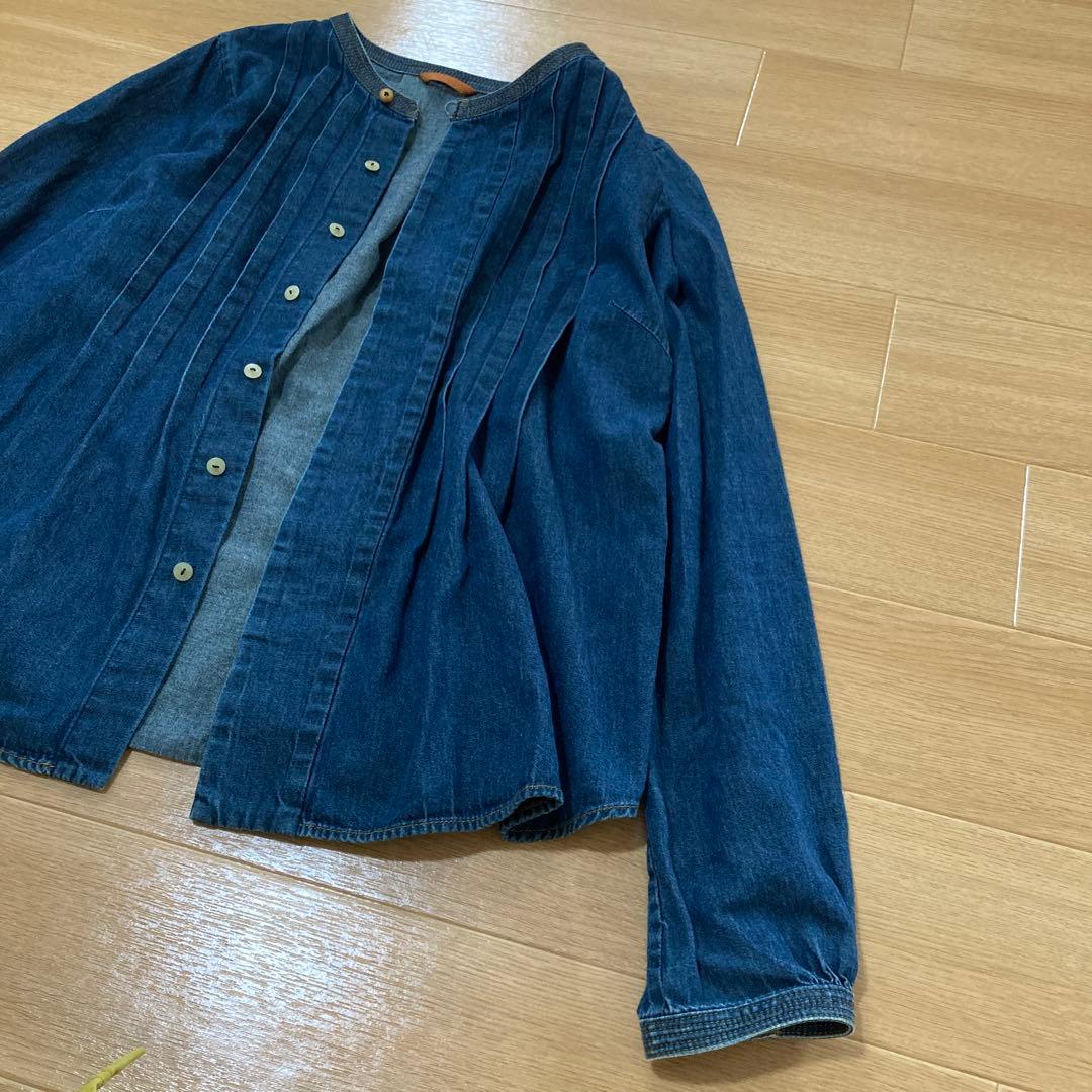 パラスパレス インディゴデニム ノーカラーショートジャケット