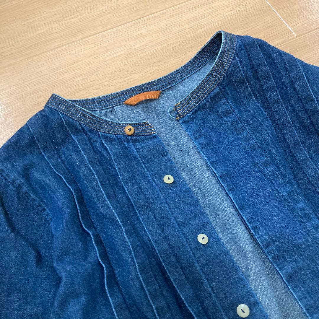 パラスパレス インディゴデニム ノーカラーショートジャケット