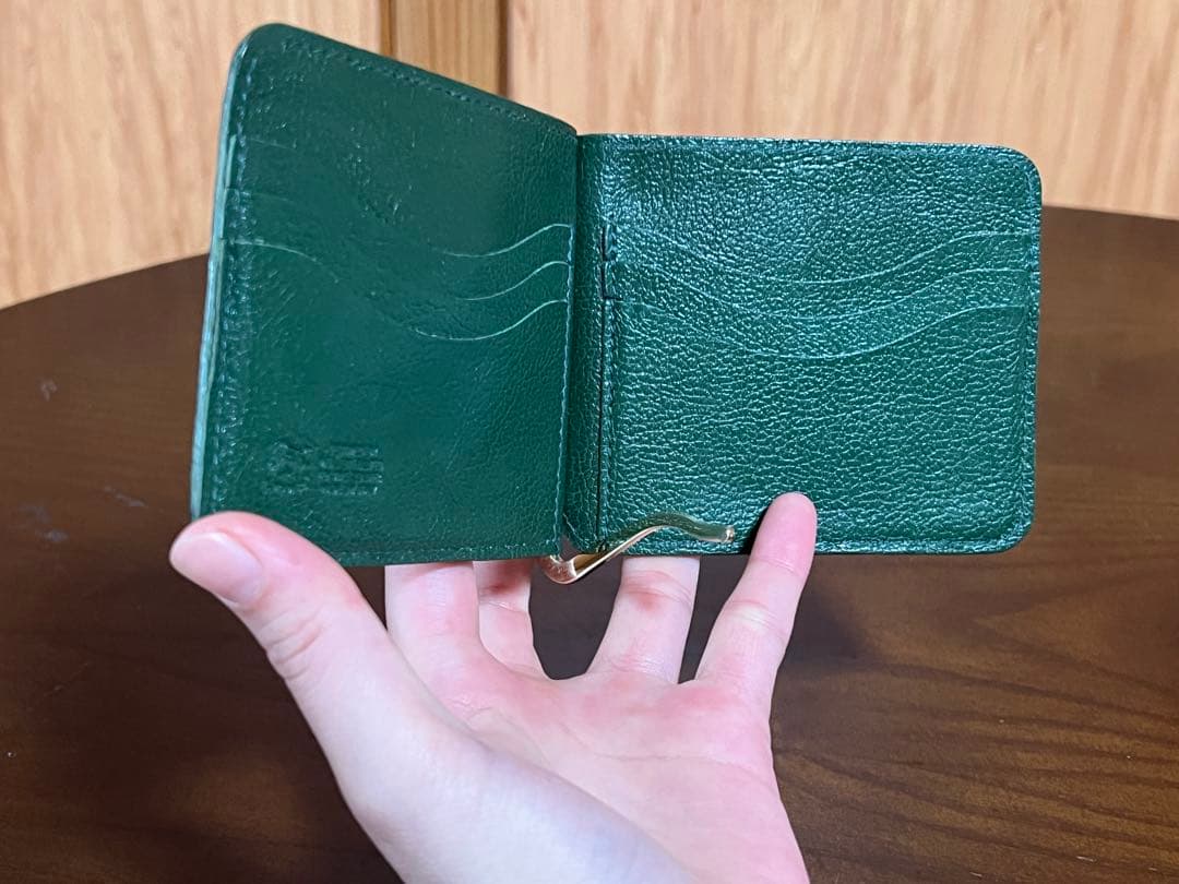 IL BISONTE イルビゾンテ マネークリップ レザー グリーン 本革