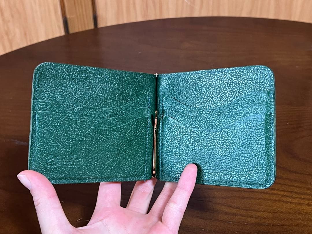 IL BISONTE イルビゾンテ マネークリップ レザー グリーン 本革