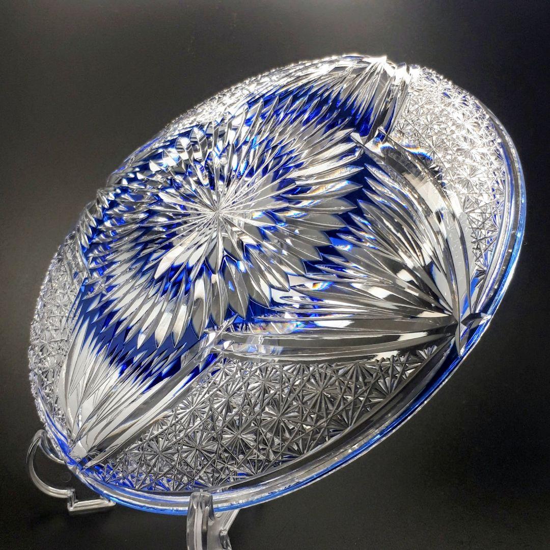 江戸切子　カガミクリスタル　飾り皿　 　 ෆ根本幸雄 作品ෆ 　【未使用・美品】