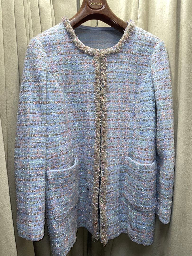 ラピーヌ LAPINE ROUJE ノーカラー ジャケット 46 大きいサイズ