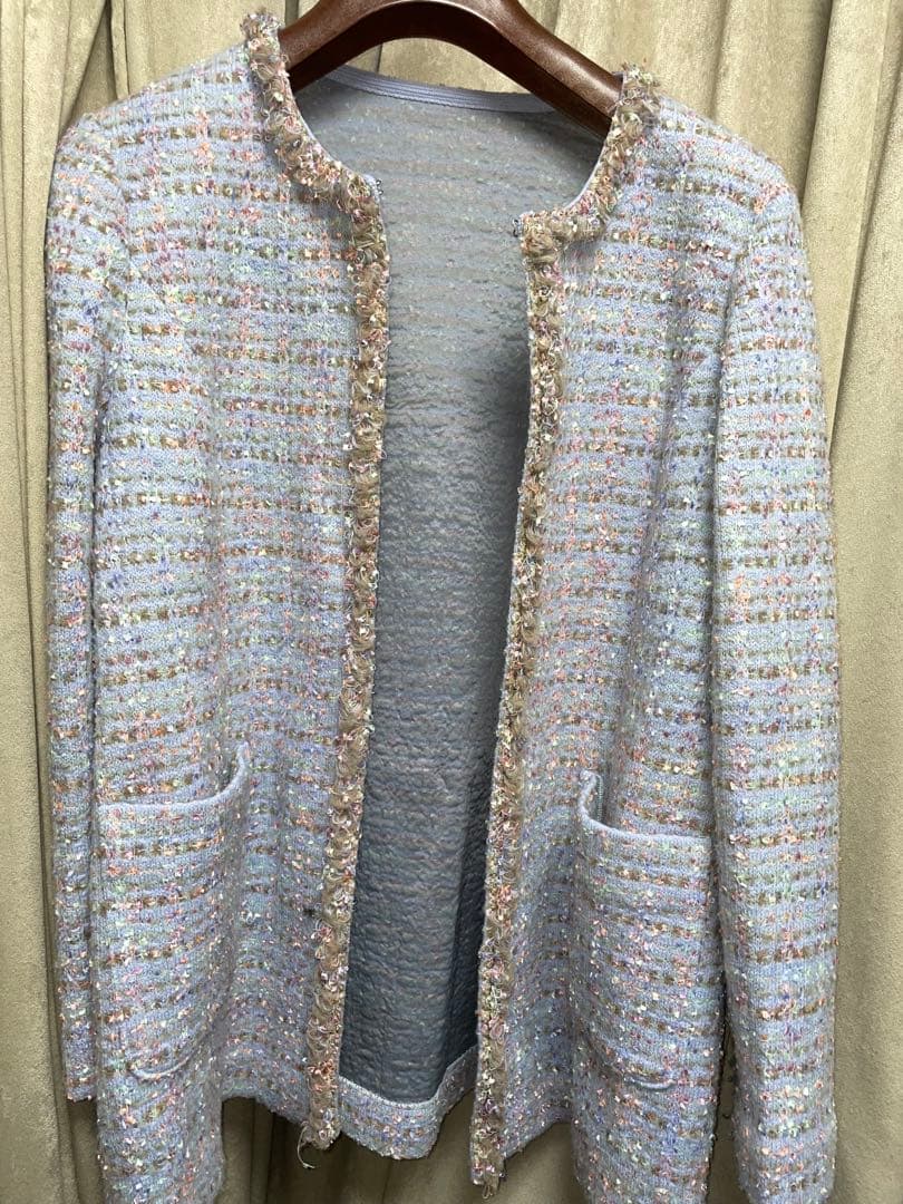 ラピーヌ LAPINE ROUJE ノーカラー ジャケット 46 大きいサイズ