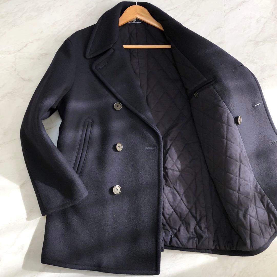極美品✨ポロラルフローレン Pコート 中綿キルティング ウール ネイビー メンズ
