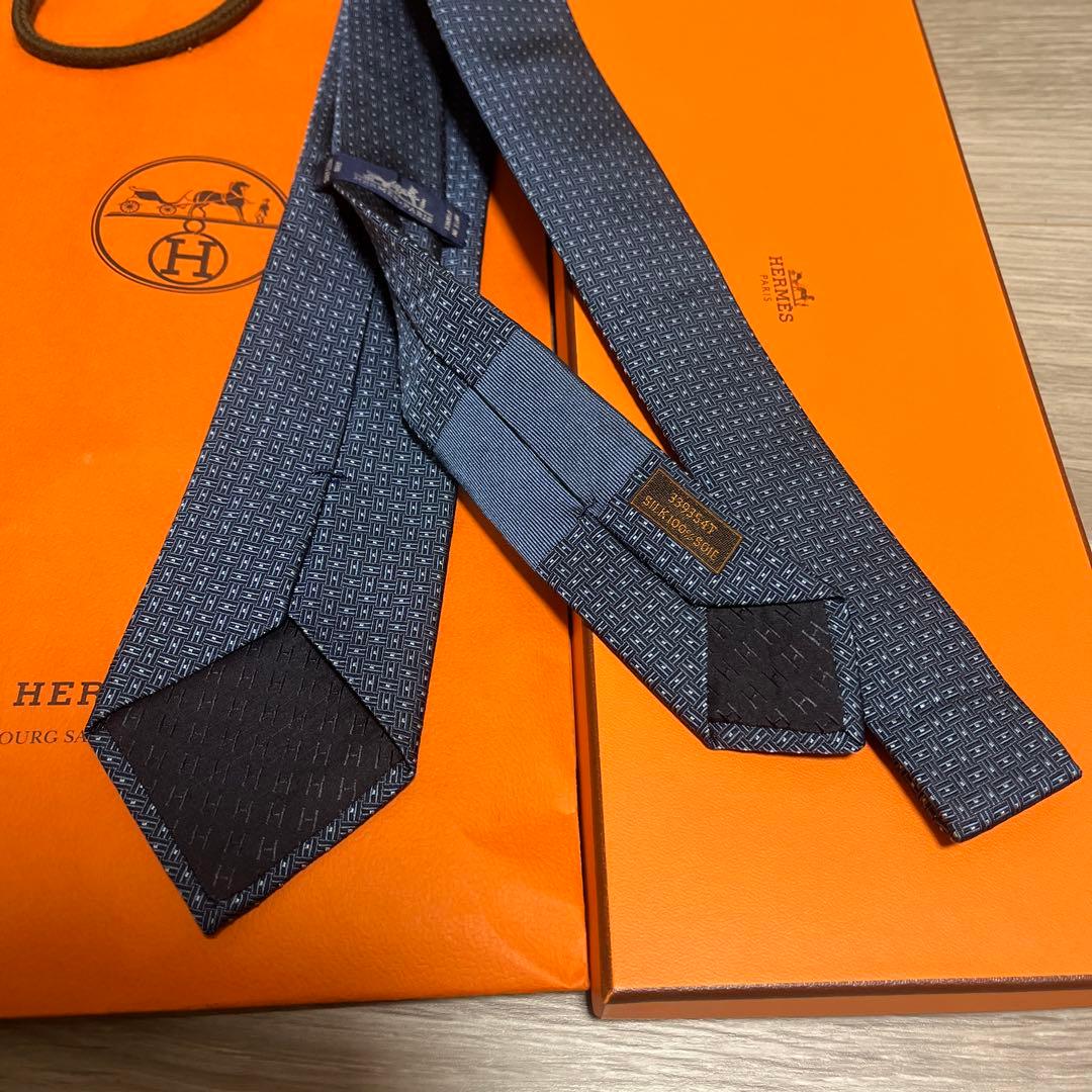 エルメス ネクタイ ネイビー ブルー