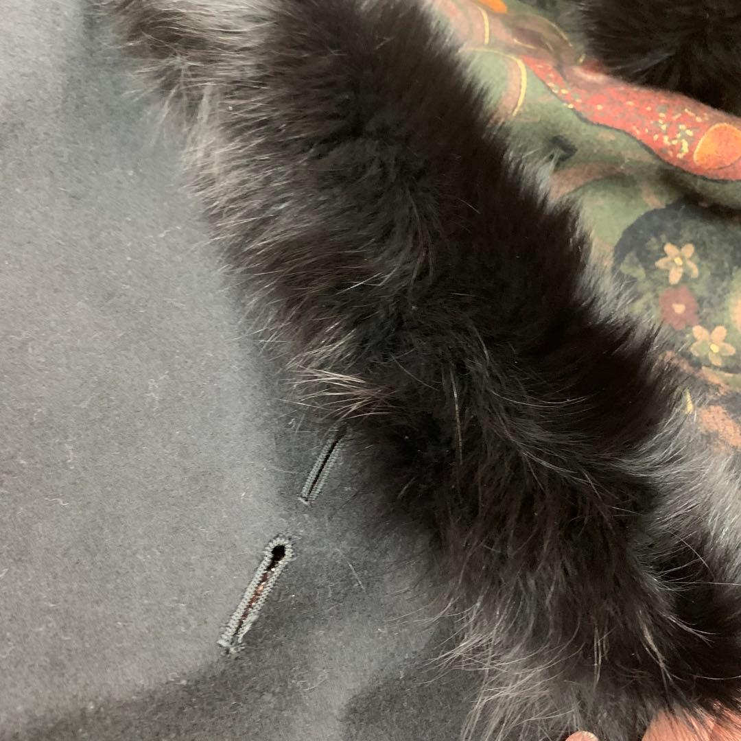 美品⭐︎vivreビブレ　黒　カシミヤ　ケープ　フォックスファー付　ポンチョコート