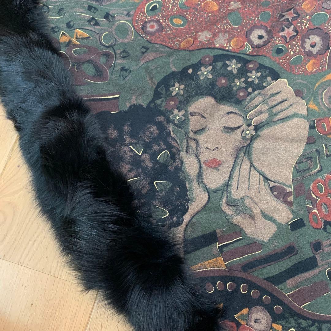 美品⭐︎vivreビブレ　黒　カシミヤ　ケープ　フォックスファー付　ポンチョコート