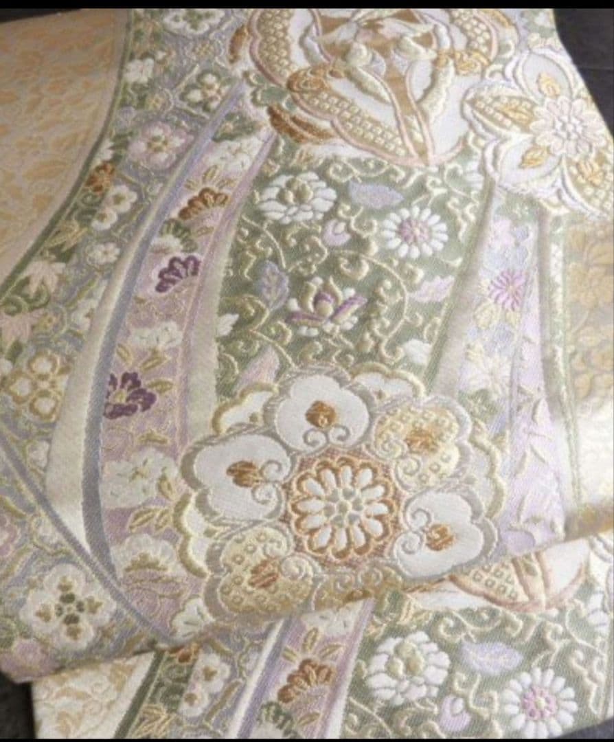 袋帯　正絹　花紋　祝い熨斗　振袖　訪問着に