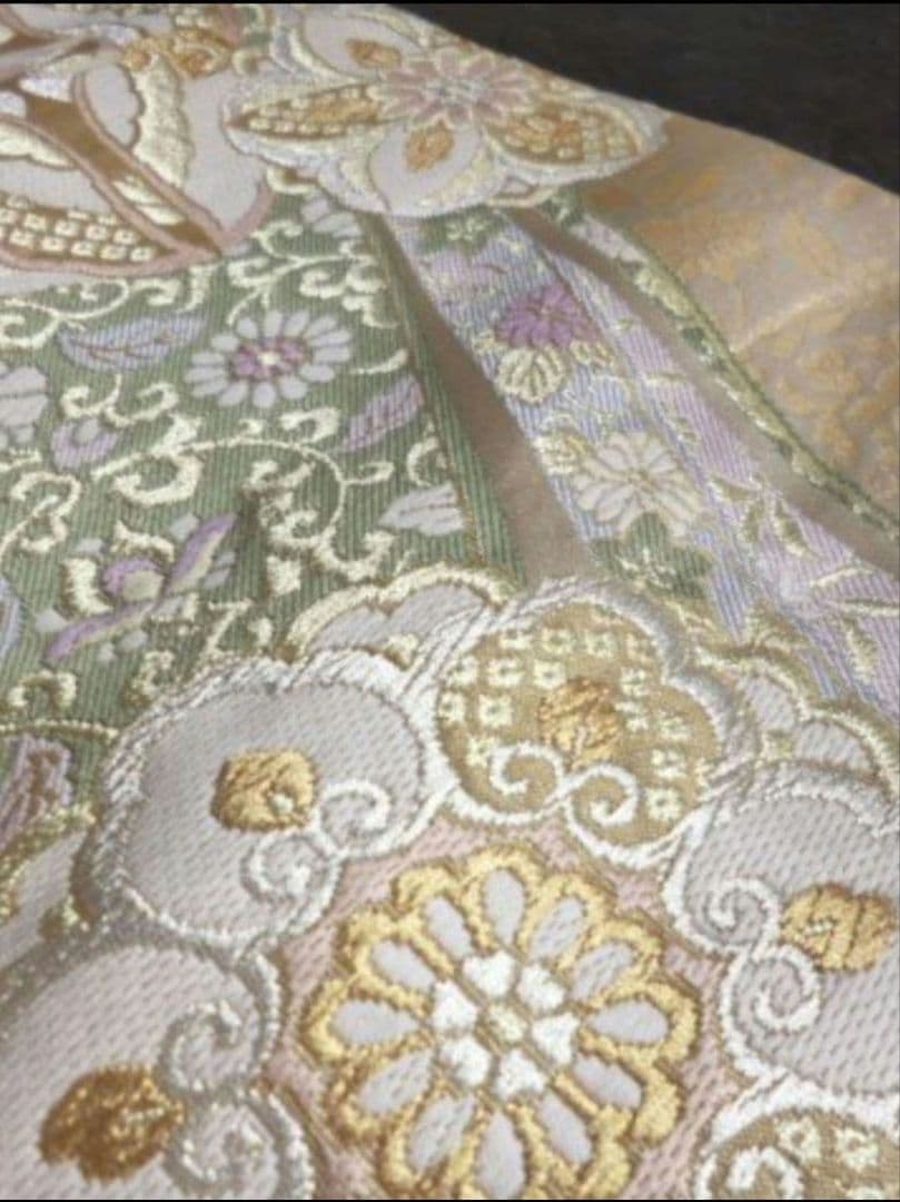 袋帯　正絹　花紋　祝い熨斗　振袖　訪問着に