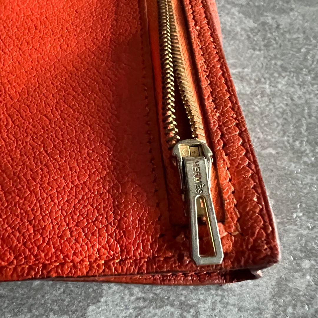 ⭐️エルメス⭐️ベアン クラシック ヴォーエプソン 長財布 オレンジ ゴールド金具