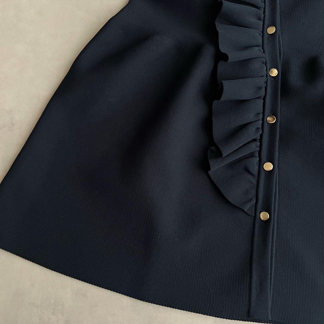 UNITED ARROWS P フリル ニットベスト　ネイビー