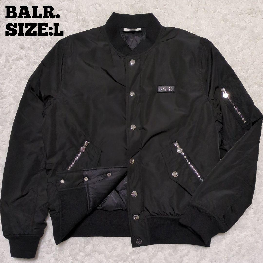 BALR.♦ロゴチャーム 刺繍 スタジャン VERSITY JACKET 黒 L