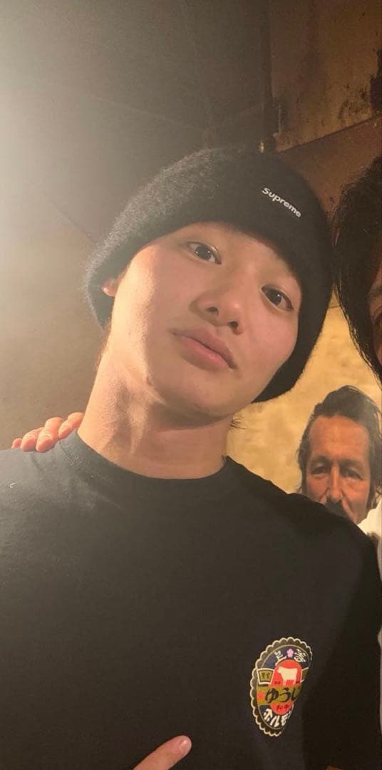 Supreme 黒 ニット帽 モヘア ビーニー 野村周平着用 ミニボックスロゴ