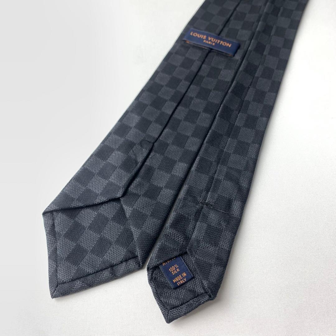 1029 LOUIS VUITTON ルイヴィトン　ダミエ　シルク　ネクタイ　黒