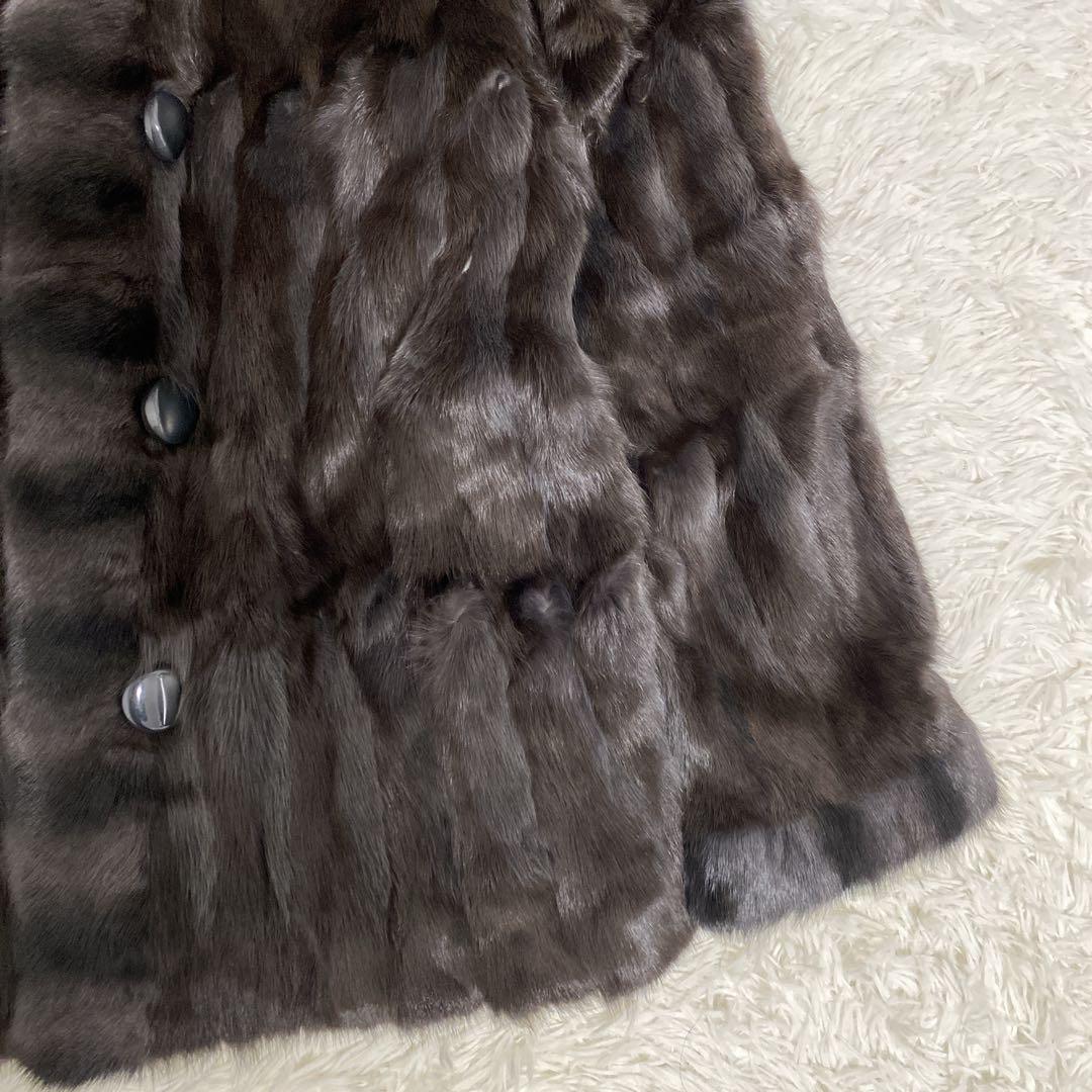 希少 美品 リアルファー リバーシブル 毛皮コート リス シルク ブラウン