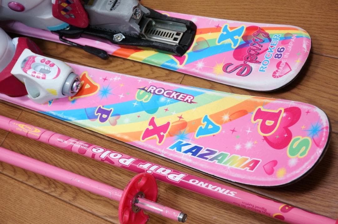 メンテ済 86cm 靴17cm KAZAMA スキーセット