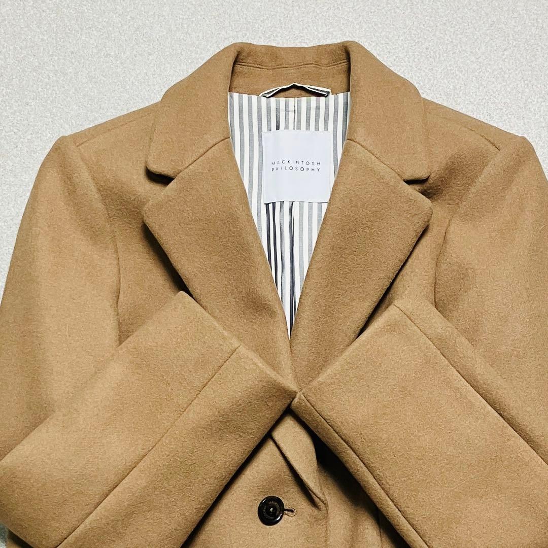 極美品✨マッキントッシュ チェスターコート ロング ベージュ 裏地ストライプ