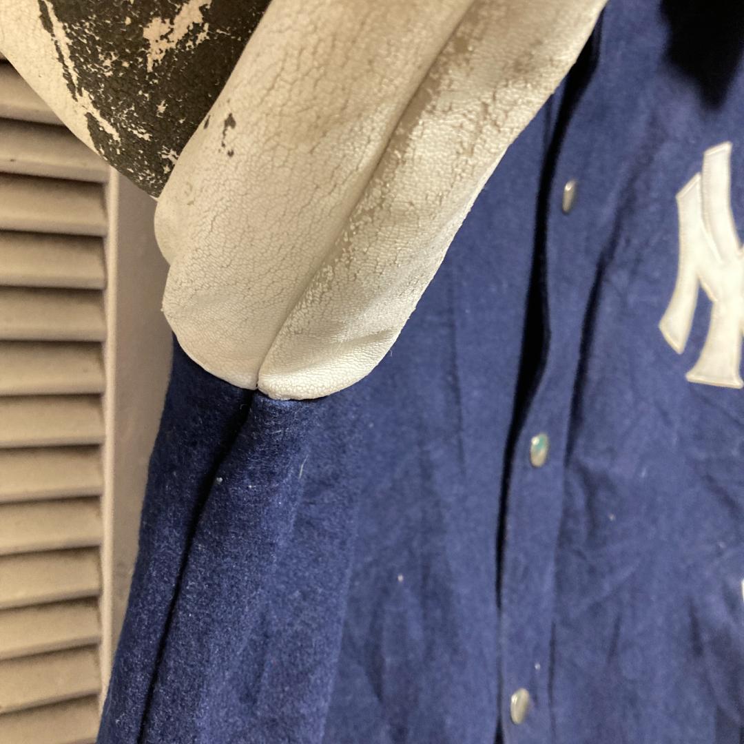 が*ん様 AUEH ライダース ジャケット 古着 野球 スタジャン レザー ワッ