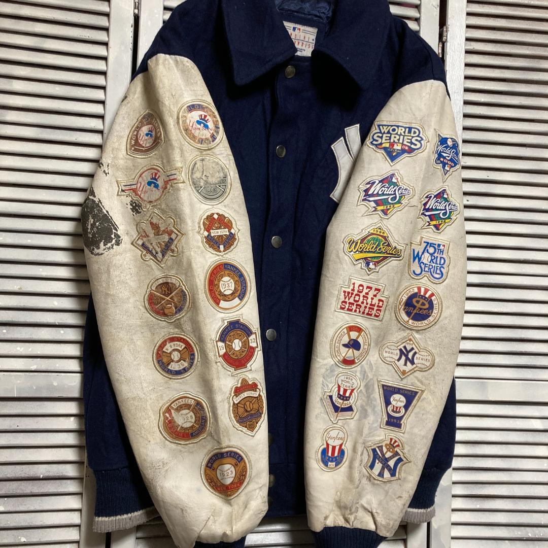 が*ん様 AUEH ライダース ジャケット 古着 野球 スタジャン レザー ワッ