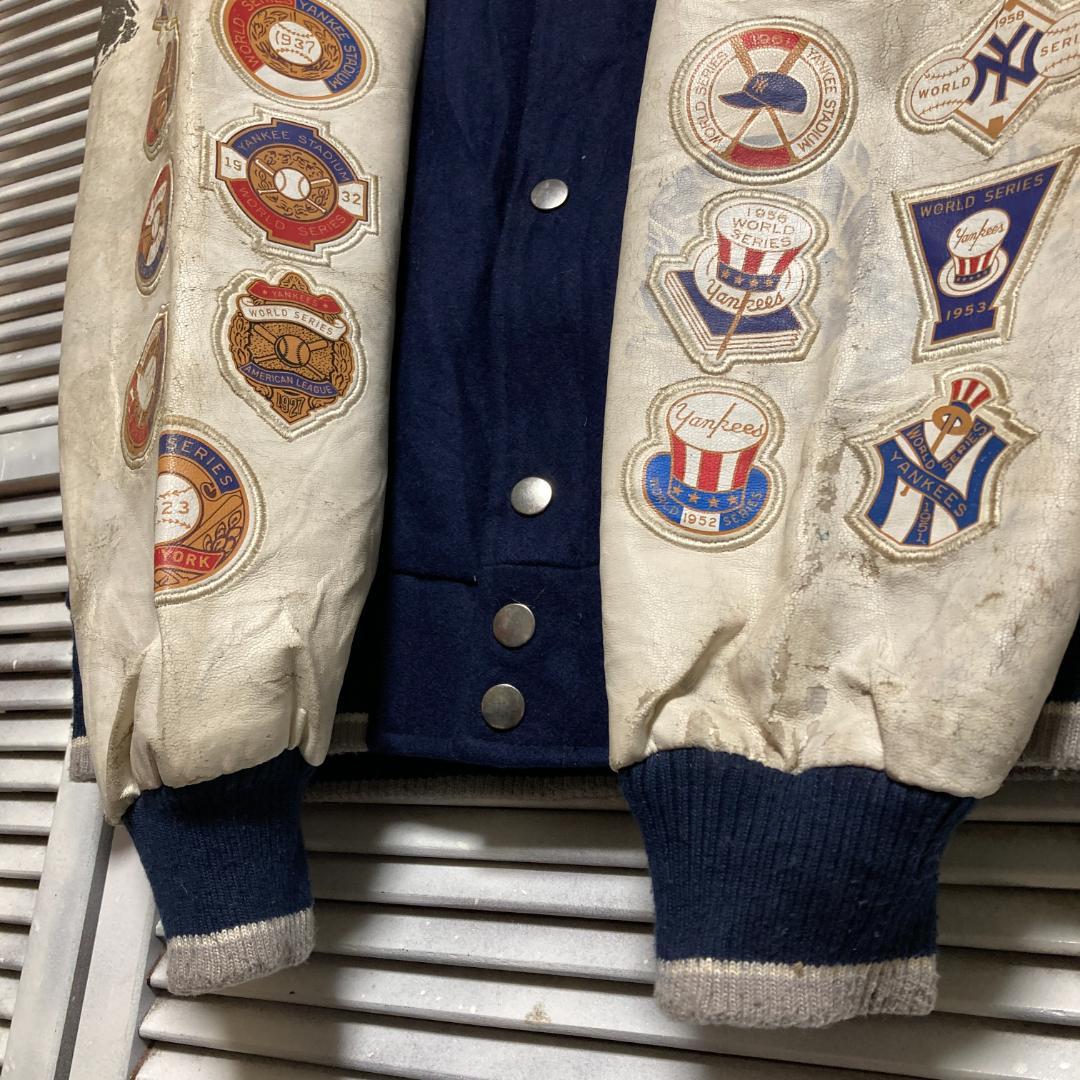 が*ん様 AUEH ライダース ジャケット 古着 野球 スタジャン レザー ワッ