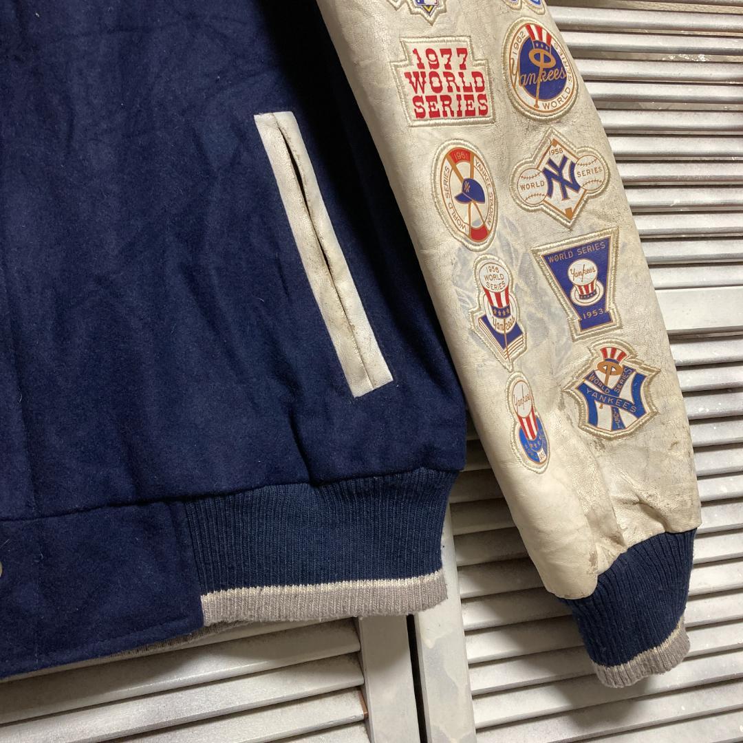 が*ん様 AUEH ライダース ジャケット 古着 野球 スタジャン レザー ワッ