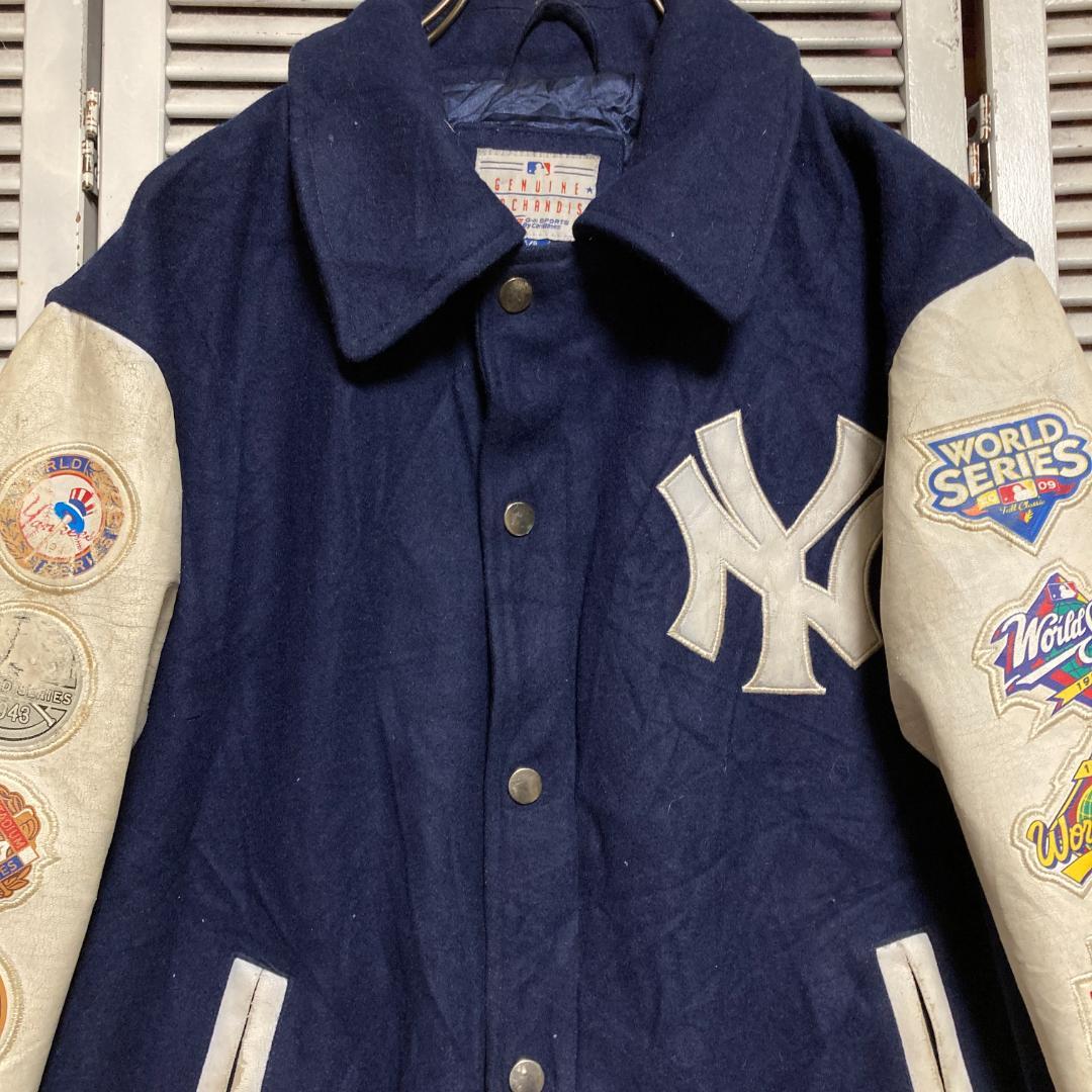 が*ん様 AUEH ライダース ジャケット 古着 野球 スタジャン レザー ワッ