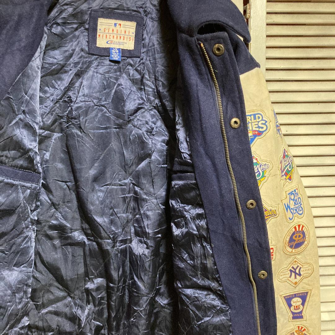 が*ん様 AUEH ライダース ジャケット 古着 野球 スタジャン レザー ワッ