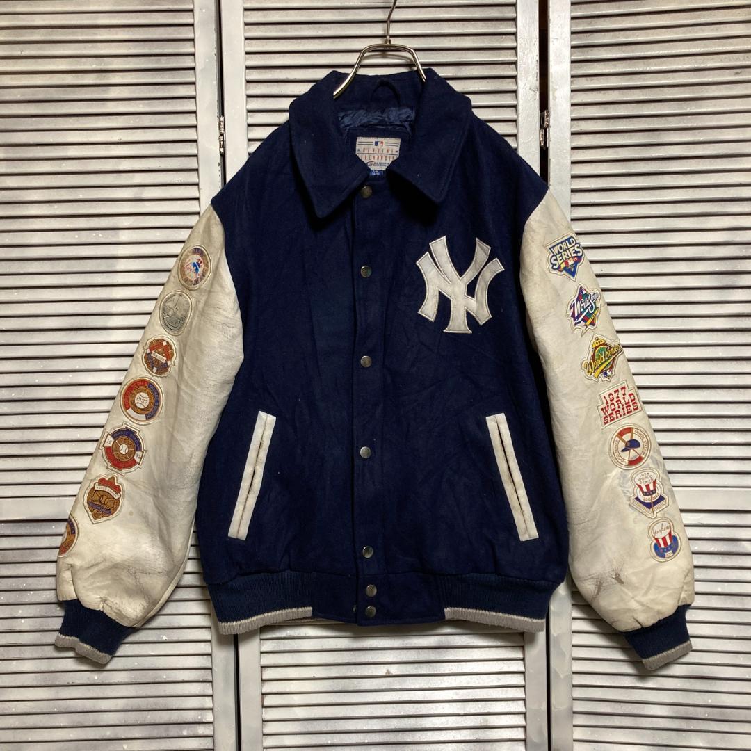 が*ん様 AUEH ライダース ジャケット 古着 野球 スタジャン レザー ワッ