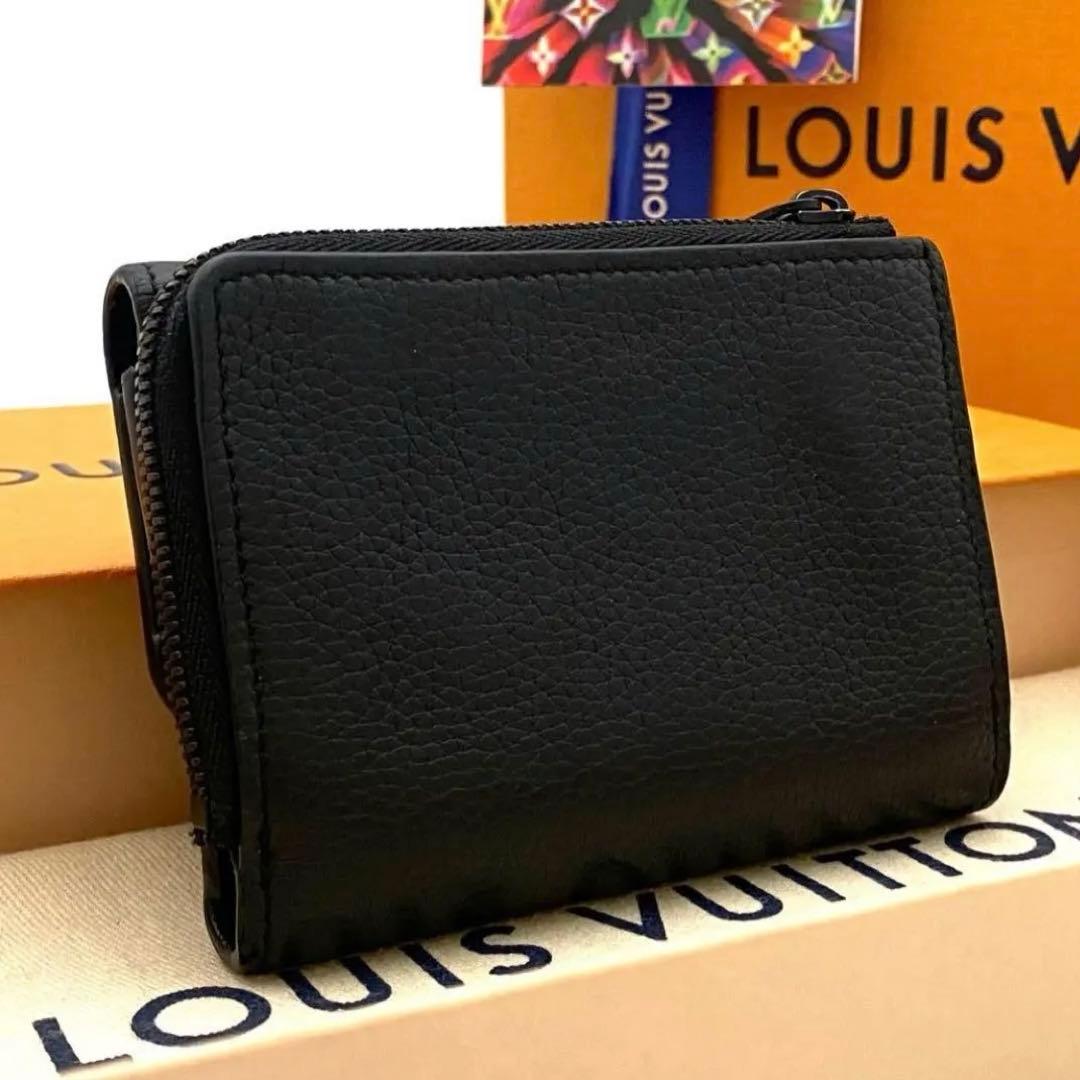 ルイヴィトン アエログラム ポルトフォイユ パイロット 三つ折り財布 ブラック