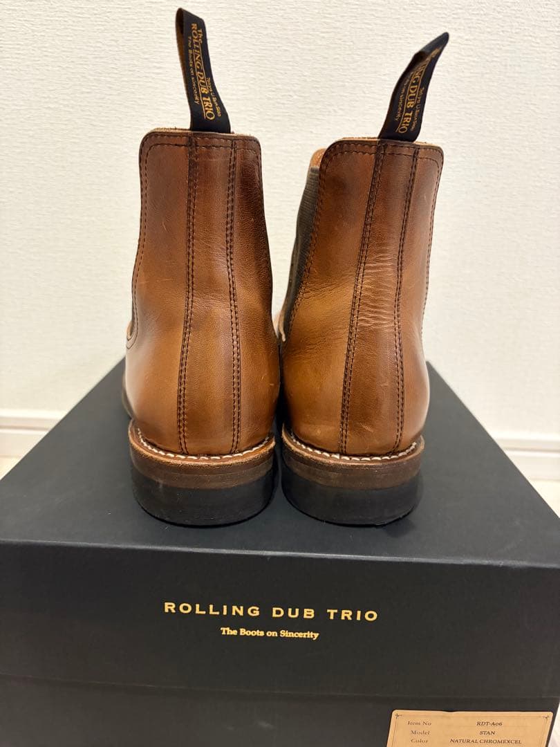 美品　ローリングダブトリオ　スタン　クロムエクセル　ナチュラル　サイドゴアブーツ