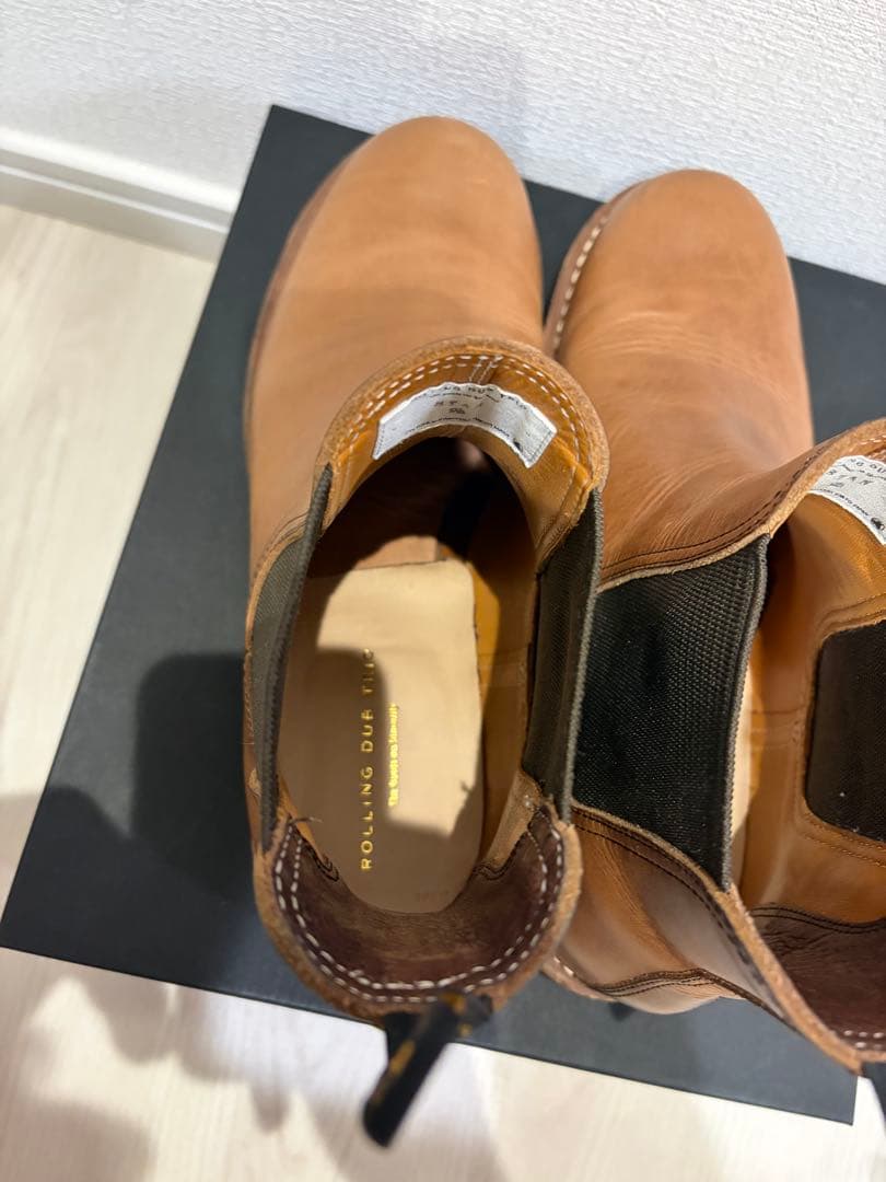 美品　ローリングダブトリオ　スタン　クロムエクセル　ナチュラル　サイドゴアブーツ