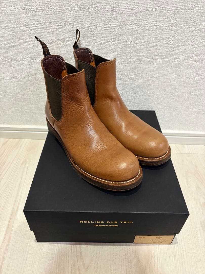 美品　ローリングダブトリオ　スタン　クロムエクセル　ナチュラル　サイドゴアブーツ