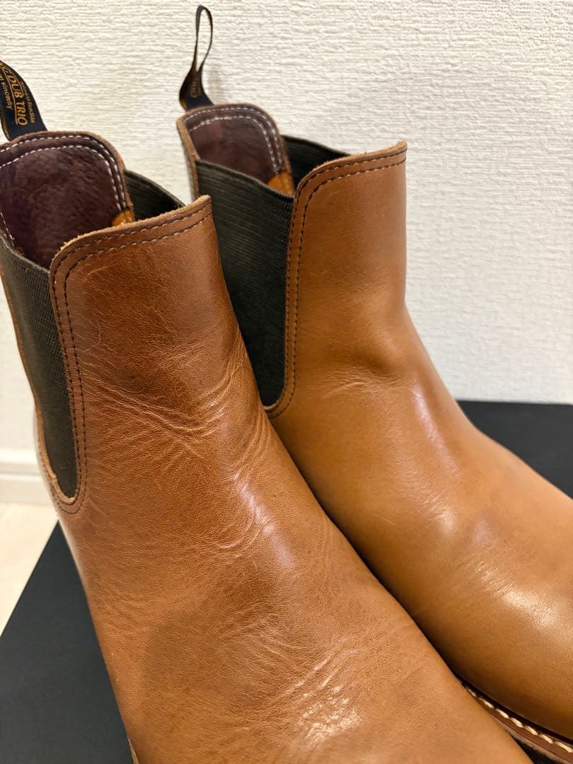 美品　ローリングダブトリオ　スタン　クロムエクセル　ナチュラル　サイドゴアブーツ