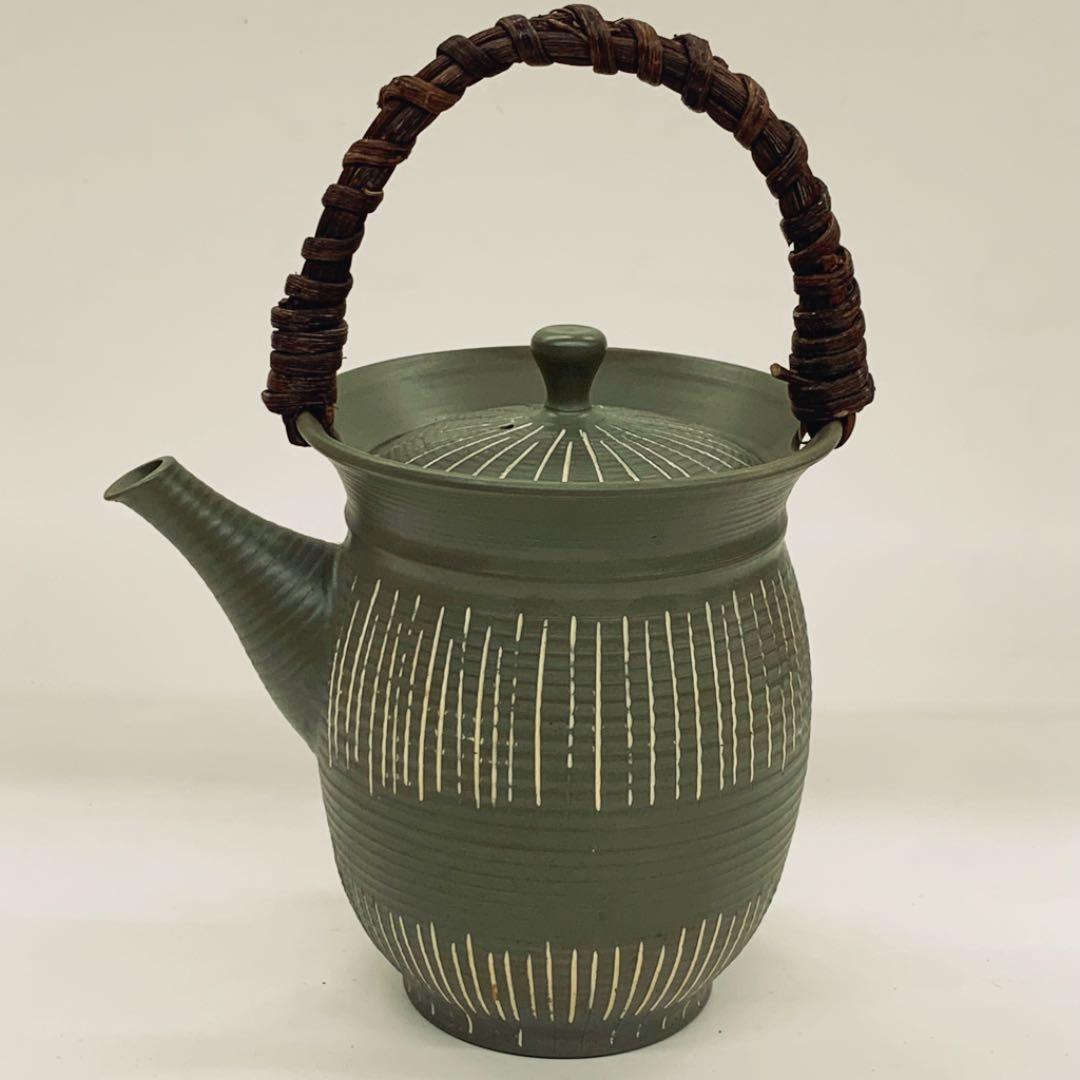 【茶注21　常滑焼　緑泥】吉川秀樹（雪堂）共箱