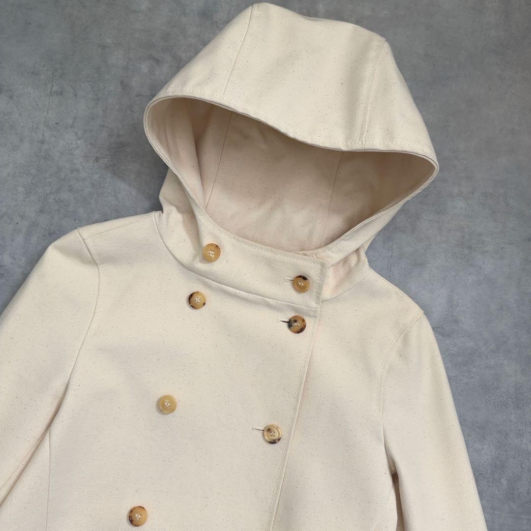 【CELINE】セリーヌ フードコットンスプリングコート 生成り 36ベルギー製