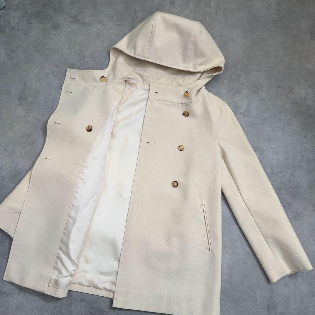 【CELINE】セリーヌ フードコットンスプリングコート 生成り 36ベルギー製