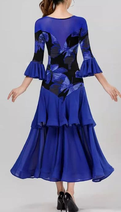 セール社交ダンスドレス スタンダードドレス 蝶々モダンダンス オーダーメイド