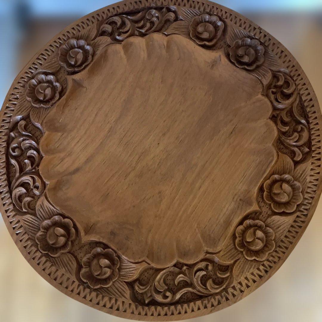 アンティーク 木彫 テーブル 折り畳み　高さ45