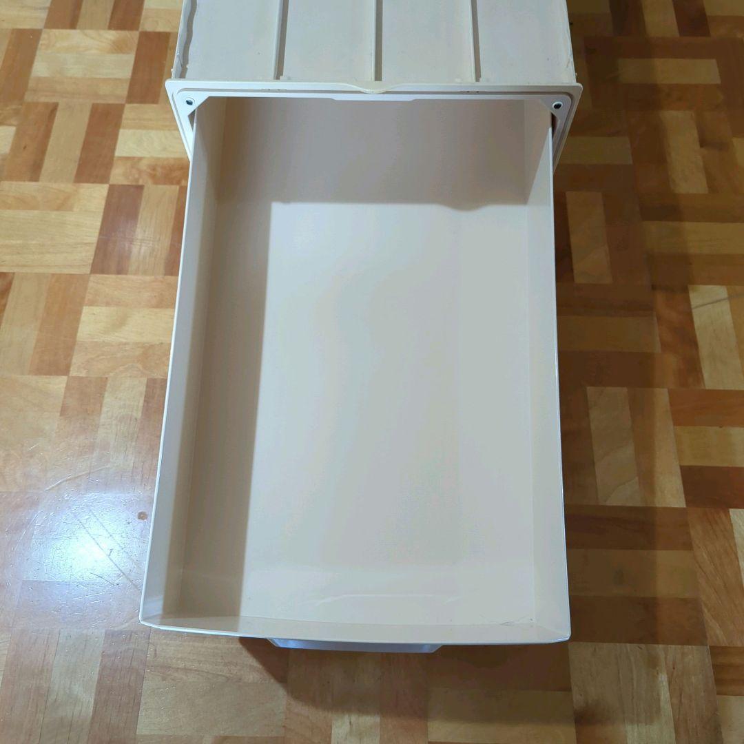 タッパーウエア スーパーチェスト ロング 2段 アイボリー2個セット 中古 収納