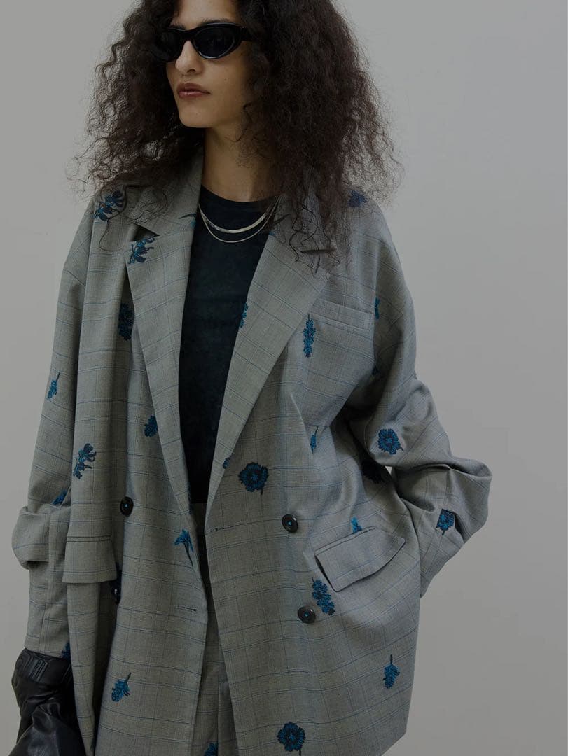 ジャケット・アウター ameri vintage CHECK FLOWER PAPA JACKET