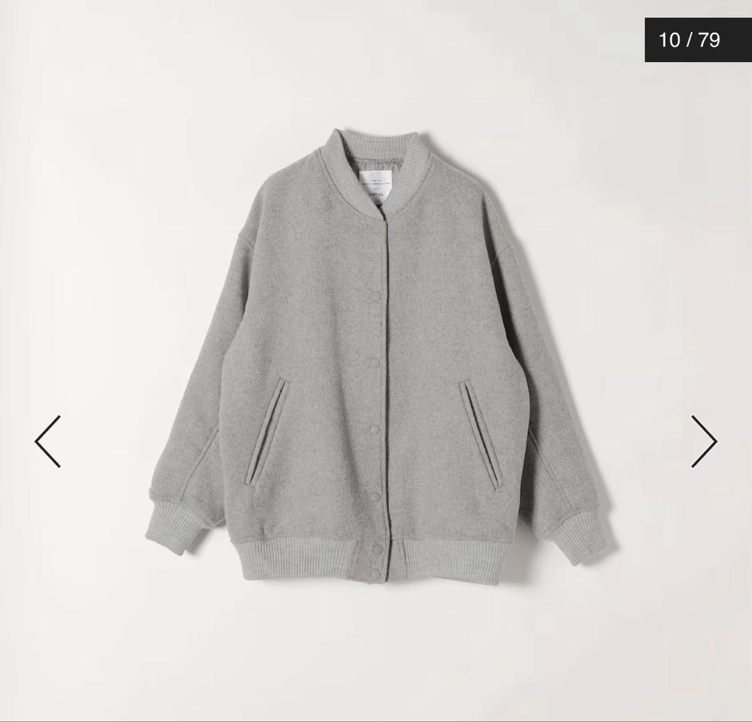 新品未使用 SHIPS any バーシティジャケット スタジャン グレーウール混