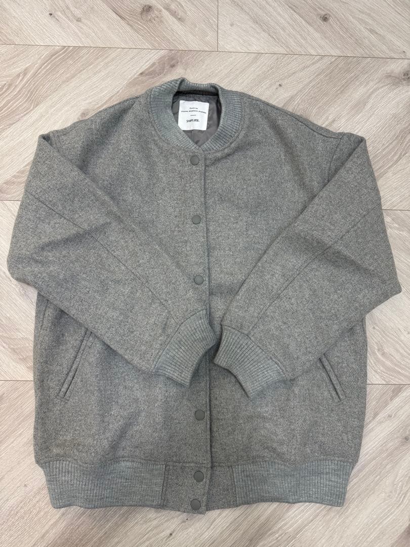 新品未使用 SHIPS any バーシティジャケット スタジャン グレーウール混