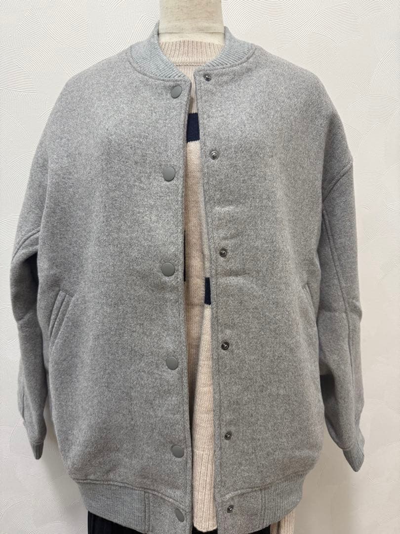 新品未使用 SHIPS any バーシティジャケット スタジャン グレーウール混