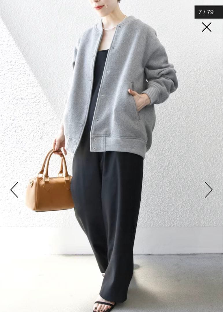 新品未使用 SHIPS any バーシティジャケット スタジャン グレーウール混